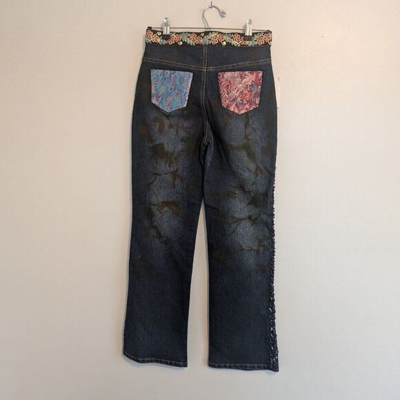 Beautiful Girl Jeans S16 patch flower on legs, sequence on the side NWT - Picture 2 of 8